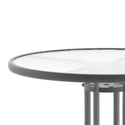Emma And Oliver 31.5" Round Tempered Glass Metal Table With Smooth Ripple Design Top -Emma And Oliver GUEST b7082b87 beb2 47cb a0a3 7608cb6b614c