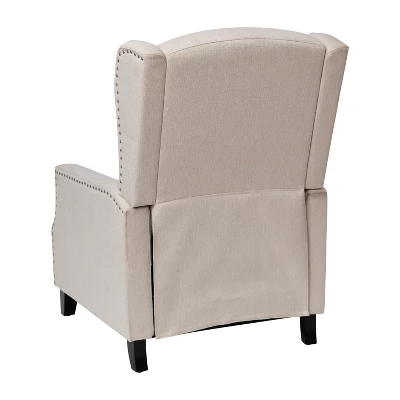 Emma And Oliver Fabric Upholstered Easy Push Back Recliner - Classic Wingback Design With Nailhead Accent Trim And Footrest 12 Emma And Oliver Fabric Upholstered Easy Push Back Recliner - Classic Wingback Design With Nailhead Accent Trim And Footrest - Image 12