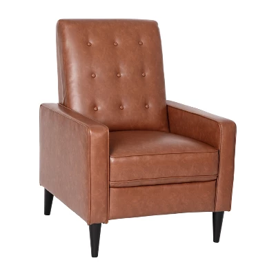 Emma And Oliver Jules Mid-Century Modern Button Tufted Upholstered Easy Pushback Recliner With Wooden Legs 14 Emma And Oliver Jules Mid-Century Modern Button Tufted Upholstered Easy Pushback Recliner With Wooden Legs - Image 14