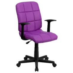 Emma And Oliver Mid-Back Quilted Vinyl Swivel Task Office Chair With Arms -Emma And Oliver GUEST b7e54c7f 66a4 44e1 a3ff 5b32c1755991