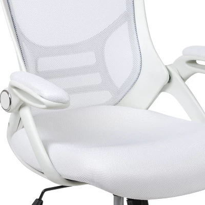 Emma And Oliver High Back White Mesh Ergonomic Office Chair With White Frame And Flip-up Arms 6 Emma And Oliver High Back White Mesh Ergonomic Office Chair With White Frame And Flip-up Arms - Image 6