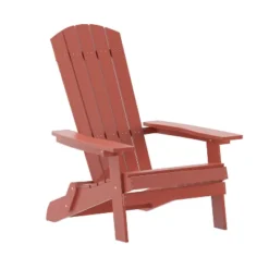 Emma And Oliver All-Weather Poly Resin Folding Adirondack Chair - Patio Chair -Emma And Oliver GUEST b84323e6 07de 40d1 988f 23936d8972d4