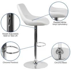 Emma And Oliver Adjustable Height Gas Lift Swivel Bar Stool With Support Pillow - Dining Stool -Emma And Oliver GUEST b88ce358 4b72 456d ac60 39f22ba2b4a6