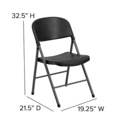 Emma And Oliver 6 Pack 330 Lb. Capacity Black Plastic Folding Chair - Charcoal Frame - Event Chair -Emma And Oliver GUEST b89e796b 3af7 4231 9fb7 1f79c71e35f7
