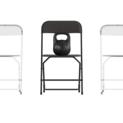 Emma And Oliver 4 Pack Of All-Weather, Extra Wide Contoured Plastic Folding Chairs With Metal Frame And 650 Lb. Static Weight Capacity -Emma And Oliver GUEST b8a5c25b 8f0d 4136 bbb7 4f1b9c00bb0f