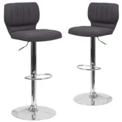 Emma And Oliver 2 Pack Contemporary Vinyl Adjustable Height Barstool With Vertical Stitch Back And Chrome Base -Emma And Oliver GUEST b91f3dcd e494 4de7 8be9 b4738d9104c9