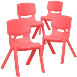 Emma And Oliver 4 Pack Plastic Stack School Chair With 12" Seat Height - Kids Chair -Emma And Oliver GUEST b9492034 9990 4a1e 86e5 ff25fdd84121
