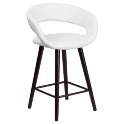 Emma And Oliver 24"H Cappuccino Wood Rounded Open Back Counter Height Stool -Emma And Oliver GUEST b9bb32d2 906a 403a bea3 950784e26812