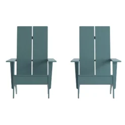 Emma And Oliver Set Of 2 Modern Dual Slat Back Indoor/Outdoor Adirondack Style Chairs -Emma And Oliver GUEST ba52d493 92a9 4954 b90e 6c9e7812fbf2