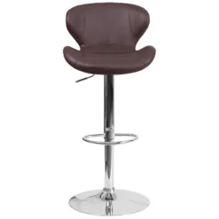 Emma And Oliver Curved Back Swivel Adjustable Height Barstool With Chrome Base -Emma And Oliver GUEST ba97ff9c 8813 45e9 b995 0bfb36751e30