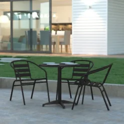 Emma And Oliver 27.5'' Round Aluminum Indoor-Outdoor Table With Base