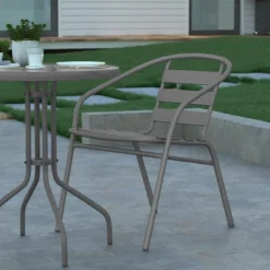 Emma And Oliver 23.75'' Round Glass Top Metal Table With 2 Aluminum Slat Stack Chairs 17 Emma And Oliver 23.75'' Round Glass Top Metal Table With 2 Aluminum Slat Stack Chairs -Emma And Oliver GUEST bb2adc87 2ead 44bb 8ce8 7568a7c52144