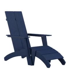 Emma And Oliver Indoor/Outdoor Modern 2-Slat Adirondack Style Chair And Footrest -Emma And Oliver GUEST bb565761 4067 4a8f 9922 2395380dd498