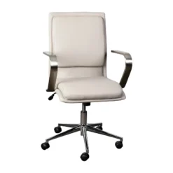 Emma And Oliver Modern Upholstered Mid-Back Home Office Chair With Arms And 5 Star Base -Emma And Oliver GUEST bc097fdc 7253 40d0 8a3f b2f81512470d