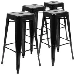 Emma And Oliver 4 Pack 30" High Metal Indoor Bar Stool - Stackable Stool -Emma And Oliver GUEST bc27e7ce ef71 46e6 a89e 4e8ca59f4df0