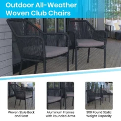 Emma And Oliver Woven All-Weather Outdoor Two-Piece Club Chair Set With Coordinating Cushions For Porch, Backyard And Patio -Emma And Oliver GUEST bcb977a5 fa6a 488e b779 b9ef5f6db2b3