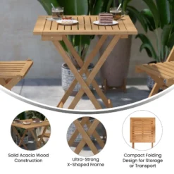Emma And Oliver Portable Natural Solid Acacia Wood Folding Patio Side Table For Indoor And Outdoor Use 12 Emma And Oliver Portable Natural Solid Acacia Wood Folding Patio Side Table For Indoor And Outdoor Use -Emma And Oliver GUEST bcdc4c07 5398 49b1 86b7 d97143868fd0