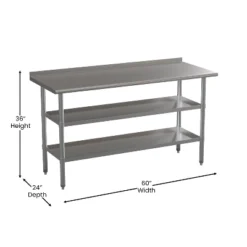 Emma And Oliver NSF Certified Stainless Steel 18 Gauge Work Table With 1.5" Backsplash And Undershelves -Emma And Oliver GUEST bcf21c7c f923 449a bec4 b3632d56e860