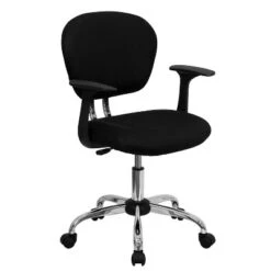 Emma And Oliver Mid-Back Mesh Padded Swivel Task Office Chair With Chrome Base And Arms -Emma And Oliver GUEST bd292eaa db3b 477e ab57 b2cec0c38727