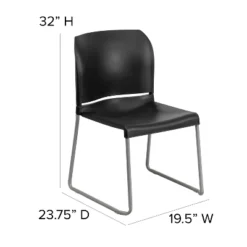 Emma And Oliver Home And Office Guest Chair Black Full Back Contoured Sled Base Stack Chair -Emma And Oliver GUEST be349279 c659 48f8 9bfe 9c850c68c1f1