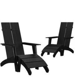 Emma And Oliver Set Of 2 Indoor/Outdoor 2-Slat Adirondack Style Chairs & Footrests -Emma And Oliver GUEST be4b2f90 eebf 4e28 b967 884645fc53af