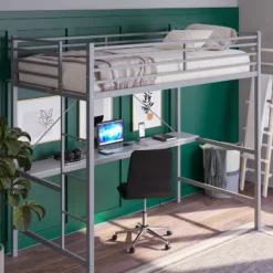 Emma And Oliver Metal Loft Bed Frame With Desk, Protective Guard Rails And Ladder For Kids, Teens And Adults 17 Emma And Oliver Metal Loft Bed Frame With Desk, Protective Guard Rails And Ladder For Kids, Teens And Adults -Emma And Oliver GUEST be798980 8968 40ed 9fb9 60be091a8f7a