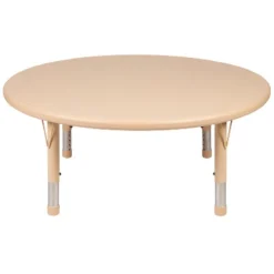 Emma And Oliver 45" Round Natural Plastic Height Adjustable Activity Table - School Table For 4 -Emma And Oliver GUEST bec8631c e39f 46ce 9dcc 37f8cc333cec