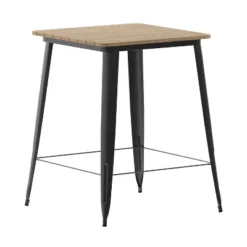 Emma And Oliver Indoor/Outdoor Bar Top Table, 31.5" Square All Weather Poly Resin Top With Steel Base -Emma And Oliver GUEST bf6d5e3e 2138 4b1c 9422 05fcee684080