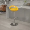 Emma And Oliver Yellow Plastic Adjustable Height Barstool With Chrome Base