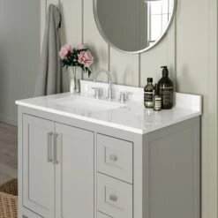 Emma And Oliver Bathroom Vanity, Single Sink Cabinet With 2 Soft Close Doors, Open Shelf And 3 Drawers, Carrara Marble Finish Countertop 15 Emma And Oliver Bathroom Vanity, Single Sink Cabinet With 2 Soft Close Doors, Open Shelf And 3 Drawers, Carrara Marble Finish Countertop -Emma And Oliver GUEST c02ce56e db87 4566 a1b8 720a3430893e