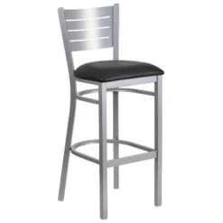 Emma And Oliver Silver Slat Back Metal Restaurant Dining Barstool -Emma And Oliver GUEST c058ee0d 5540 449c b911 3f8b2124549e