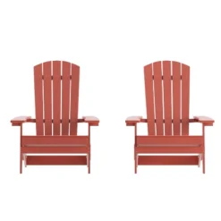 Emma And Oliver Set Of 2 Indoor/Outdoor Poly Resin Folding Adirondack Chairs, All-Weather Chairs For Porch, Patio, Or Sunroom -Emma And Oliver GUEST c078e6e0 2a65 44c1 8c9e cc145b930bf3