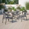 Emma And Oliver 28" Square Tempered Glass Metal Table With Rattan Edging