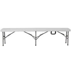 Emma And Oliver 11"W X 72"L Portable Bi-Fold Granite White Folding Bench -Emma And Oliver GUEST c0edc824 eafb 485b ac44 82529908a951