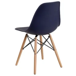 Emma And Oliver Plastic Accent Dining Chair With Wooden Legs -Emma And Oliver GUEST c1017e1d e87d 4af6 92f4 db217e393a6b