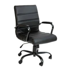 Emma And Oliver Mid-Back Executive Swivel Office Chair With Metal Frame And Arms -Emma And Oliver GUEST c13be387 a530 44d1 b6a4 f268d3fba4cb
