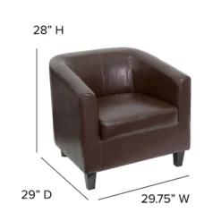 Emma And Oliver Leather Lounge Chair With Sloping Arms -Emma And Oliver GUEST c167b9e5 5924 4623 ab1f 48c7ff552502