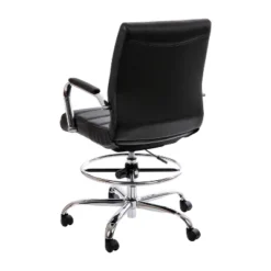 Emma And Oliver Mid-Back LeatherSoft Drafting Chair With Adjustable Foot Ring And Chrome Base -Emma And Oliver GUEST c220e05a 1a09 4e6b b0af 33a6394400fe