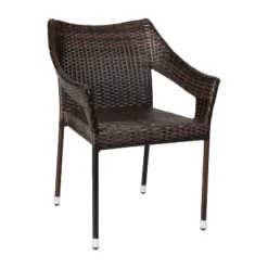 Emma And Oliver All-Weather Indoor/Outdoor Stacking Patio Dining Chair With Steel Frame And Weather Resistant PE Rattan -Emma And Oliver GUEST c2b3a568 e756 4850 9876 c028e0134e54