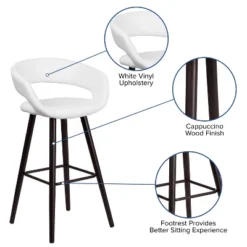 Emma And Oliver 2 Pk. 29'' High Contemporary Vinyl Barstool With Cappuccino Wood Frame -Emma And Oliver GUEST c3c8d305 9947 4802 a863 af19a14e4899