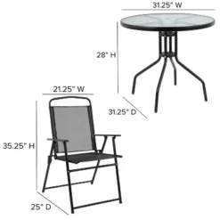Emma And Oliver 6 Piece Patio Garden Set With Table, Umbrella And 4 Folding Chairs -Emma And Oliver GUEST c472abff 46c8 4e5b 807c 566eec675183