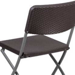 Emma And Oliver 6 Pack Brown Rattan Plastic Folding Chair With Gray Frame - Event Chair -Emma And Oliver GUEST c4848531 81c0 4181 84c7 9ab63333608c