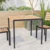 Emma And Oliver 30" X 48" All-Weather Faux Teak Patio Dining Table With Steel Frame - Seats 4