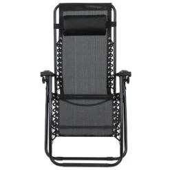 Emma And Oliver 2 Pack Adjustable Mesh Zero Gravity Lounge Chair With Cup Holder Tray - Black -Emma And Oliver GUEST c592733a 2aba 421b a59f f9fe42deec94