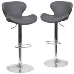 Emma And Oliver 2 Pack Contemporary Vinyl Adjustable Height Barstool With Curved Back And Chrome Base -Emma And Oliver GUEST c5c01970 ffc0 490a 9343 6564e6513831
