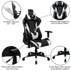 Emma And Oliver Racing Gaming Ergonomic Chair With Fully Reclining Back In Red LeatherSoft -Emma And Oliver GUEST c5f15ba7 b80c 4e9a 95f0 e886ed358c6f