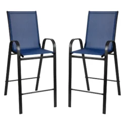 Emma And Oliver 5 Piece Outdoor Bar Height Set-Glass Patio Bar Table-All-Weather Barstools -Emma And Oliver GUEST c5f1b7d7 d895 41b5 8cd4 8403f80092b4