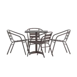 Emma And Oliver 27.5'' Square Aluminum Indoor-Outdoor Table Set With 4 Slat Back Chairs -Emma And Oliver GUEST c61563dd 4f15 4061 af06 d81d9cd4665e