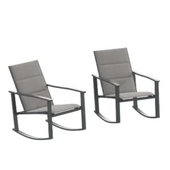 Emma And Oliver Set Of 2 Outdoor Rocking Chairs With Flex Comfort Material And Metal Frame -Emma And Oliver GUEST c65ed6f1 ff28 474c 9a4e 17b250a86b6c