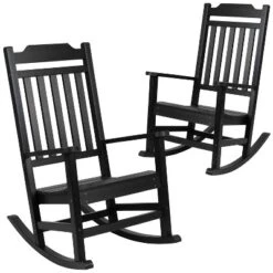 Emma And Oliver Set Of 2 All-Weather Poly Resin Faux Wood Rocking Chairs For Porch &Patio -Emma And Oliver GUEST c696c5b8 86d7 4c5c b192 c2ec1c2ab57f